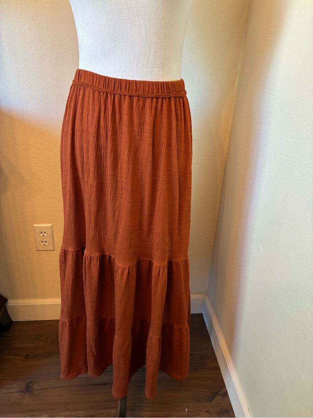 Max Studio Rust Tiered Maxi Skirt - Women